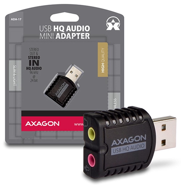Skaņas karte Axagon ADA-17 USB - HQ MINI audio, melna