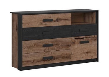 Black Red White Kasset Chest Of Drawers Monastery Oak/Black Oak