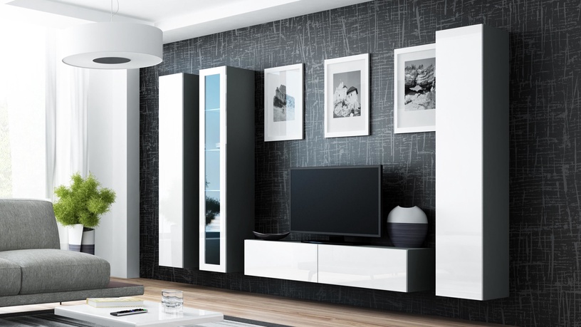 TV-laud Cama Meble Vigo 140, valge/hall, 140 cm x 30 cm x 40 cm