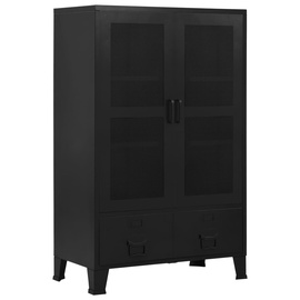 Kontorikapp VLX Office Cabinet With Mesh Doors Industrial, must, 75x40x120 cm