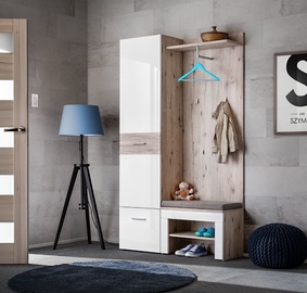 ASM Gustavo V Hallway Wall Unit Set Gloss White/Wellington Oak