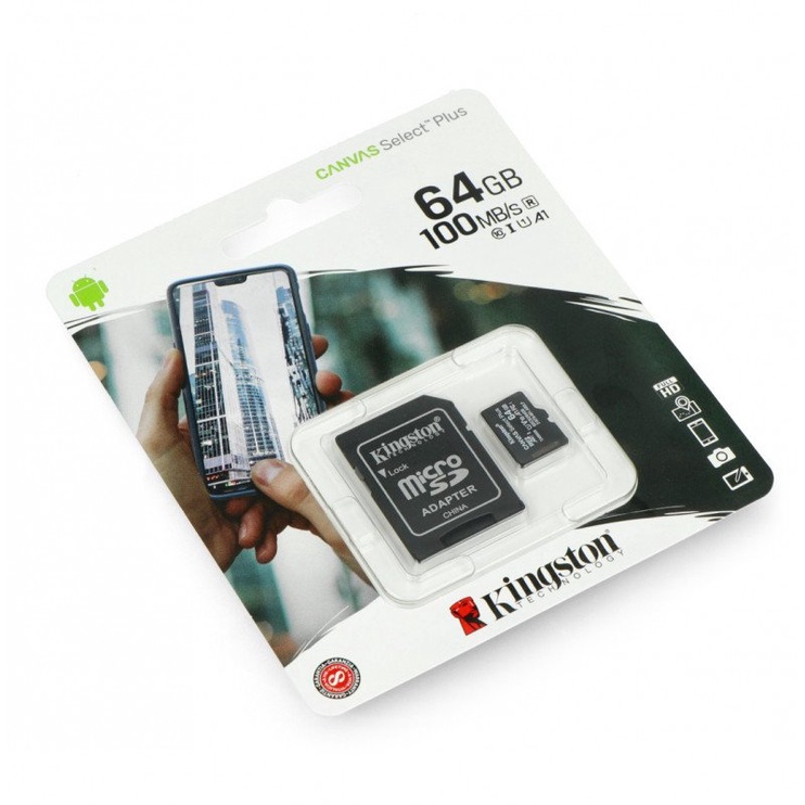 Atmiņas karte Kingston CL10 MICRO SD + ADAPTER, 64 GB