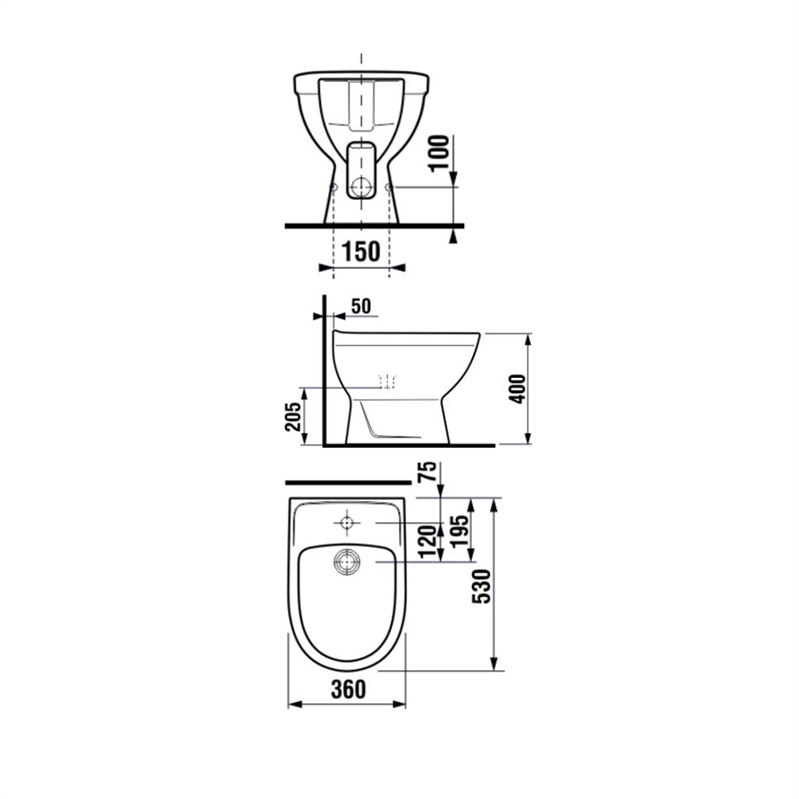 Биде Jika Lyra Plus 32381, 360 мм x 530 мм x 400 мм, белый