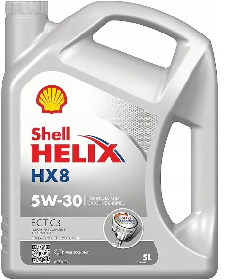 Motoreļļa Shell Helix HX8 ECT 5W - 30, sintētiskais, vieglajam auto, 5 l
