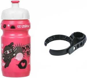 Велосипедная фляжка Zefal Little Z Ninja Girl Bottle & Universal Clip Holder Pink 350ml
