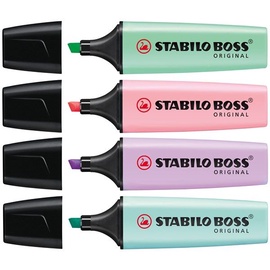 Маркер Stabilo, зеленый/розовый/фиолетовый, 4 шт.
