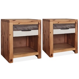 Ночной столик VLX Solid Acacia Wood 246042, коричневый, 30x40x48 см
