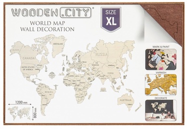 3D пазл Wooden City World Map XL Dark Brown, 48 шт.