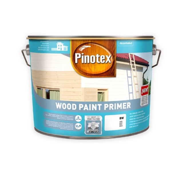 Krāsas gruntēšanai koka Pinotex Wood Paint Primer, balta, 10 l