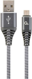 Gembird USB To Micro USB Premium Cotton Braided Cable Grey / White 1m