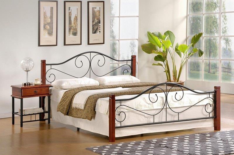 Кровать двухместная Violetta, 160 x 200 cm, белый/черный, с решеткой