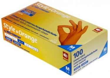 Darba cimdi Ampri Med Comfort Style Orange Nitril Powder Free Gloves S 100pcs