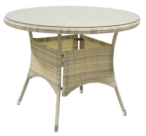 Lauko stalas Home4you Wicker 1332, kreminės spalvos, 100 x 100 x 71 cm