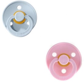 Bibs Colour Round Pacifier 2pcs Baby Pink/Sky Blue 0-6m