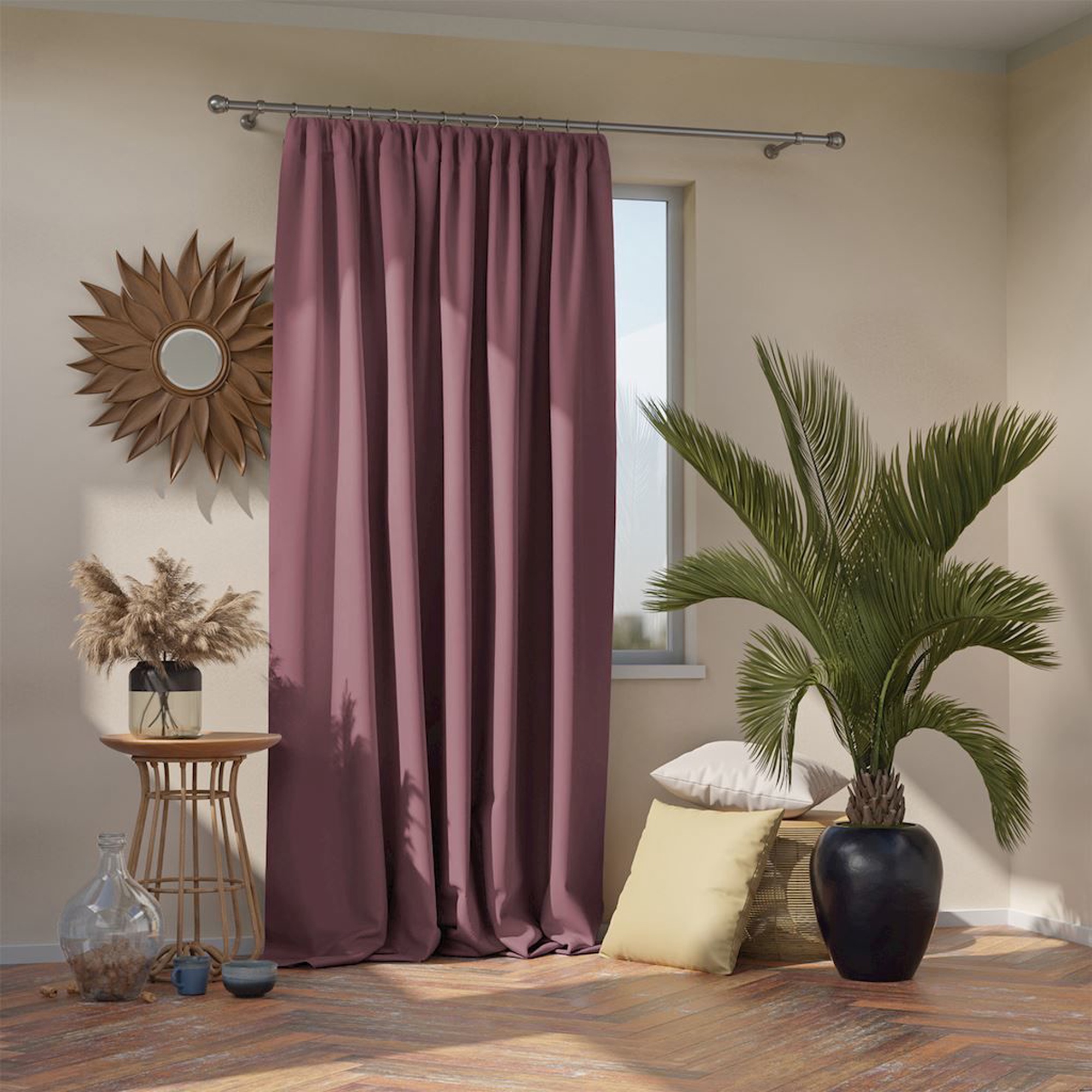 AmeliaHome Pleat Blackout Curtains Mauve 140x270cm - Senukai.lt