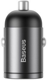 Baseus Tiny Star Mini USB Type-C Car Charger With USB Type-C To Apple Lightning Cable Gray