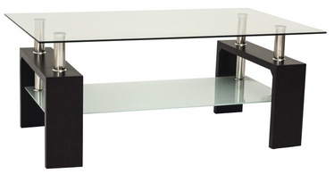 Kafijas galdiņš Modern Lisa Basic II, caurspīdīga/brūna, 100 cm x 60 cm x 55 cm