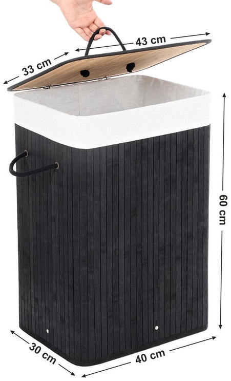 Veļas kaste Songmics Cloth Basket 40x30x60cm Black