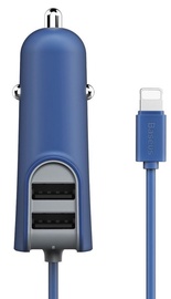 Baseus Energy Station Dual USB Car Charger + Lightning Cable Blue