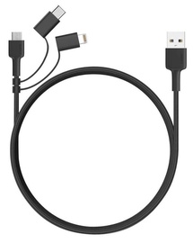 Провод Aukey, USB Type C/Micro USB/USB 2.0 Type A/Apple Lightning, черный