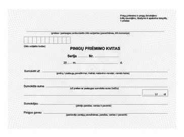 Pinigų priėmimo kvitai, be numerių, A6