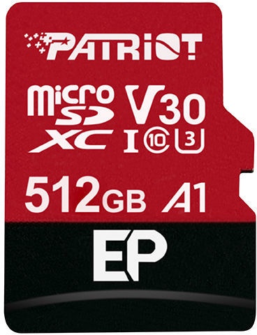 Mälukaart Patriot EP Series microSDXC, 512 GB, 100 Mb/s