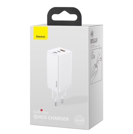 Зарядное устройство Baseus, USB 3.0/2 x USB Type-C, белый