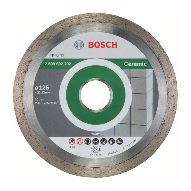 Griešanas asmens Bosch 2608602202, 125 mm x 22.23 mm x 1.6 mm