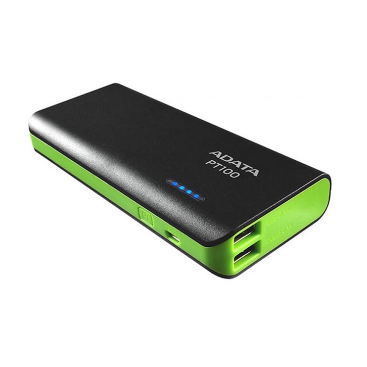 Nešiojamas įkroviklis (Power bank) Adata PT100, 10000 mAh, juoda/žalia