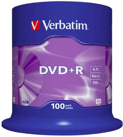 Verbatim DVD+R 16X 4.7GB 100P Matte Silver AZO Cake Box