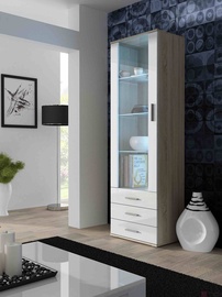 Шкаф-витрина Cama Meble Soho S1, белый/дубовый, 60 см x 41 см x 192 см