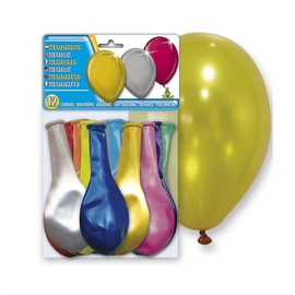 Воздушный шар овальный Metallic, многоцветный, 12 шт.