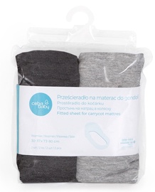 Подкладка для коляски Ceba Baby Fitted Sheet For Carrycot Mattress, темно-серый/светло-серый