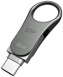 USB atmintinė Silicon Power Mobile C80, sidabro, 32 GB
