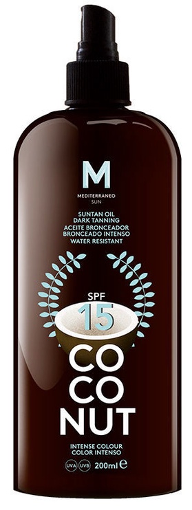Apsauginis kūno aliejus nuo saulės Mediterraneo Sun Coconut Suntan Dark Tanning SPF15, 200 ml