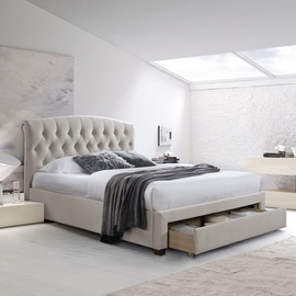 Gulta Home4you Natalia, 160 x 200 cm, bēša, ar režģi