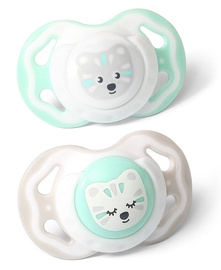 BabyOno Symmetrical Silicone Dummy Gray/Mint 2pcs