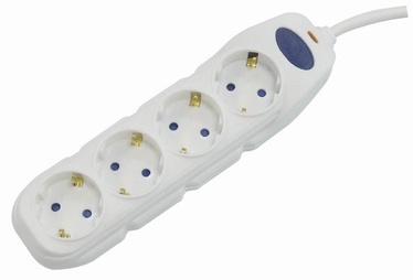 Pikendusjuhe Electraline, 3G1.0, 4 pesa+lüliti, 3m, valge