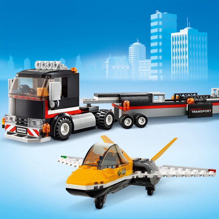 Konstruktorius LEGO City Aviacijos šventės reaktyvinio lėktuvo transporteris 60289, 281 vnt.