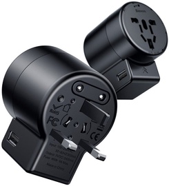 Baseus Travel Adapter Dual USB + EU/UK/USA/AU Universal Charger 2.4A Black