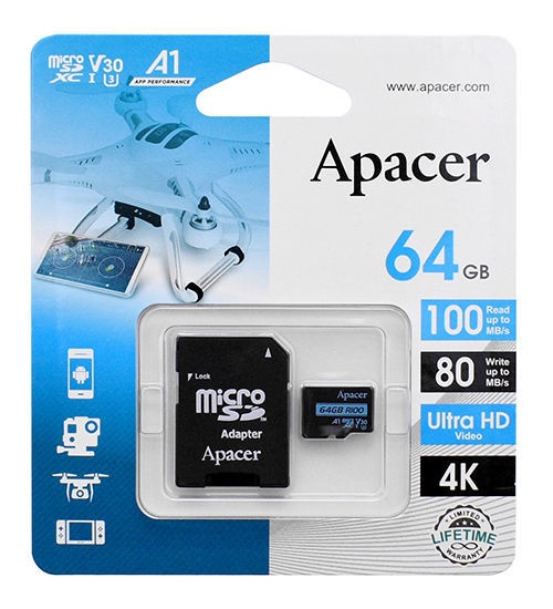 Atmiņas karte Apacer microSDXC, 64 GB