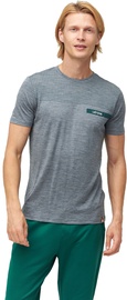 Audimas Mens Merino Wool Short Sleeve T-Shirt Mid Grey Printed XXL