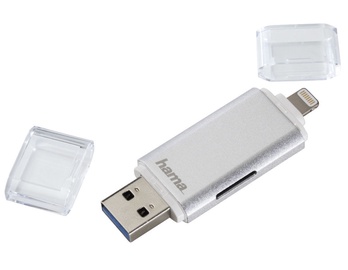Hama Save2Data duo USB 3.0/Lightning To MicroSD Card Reader Silver