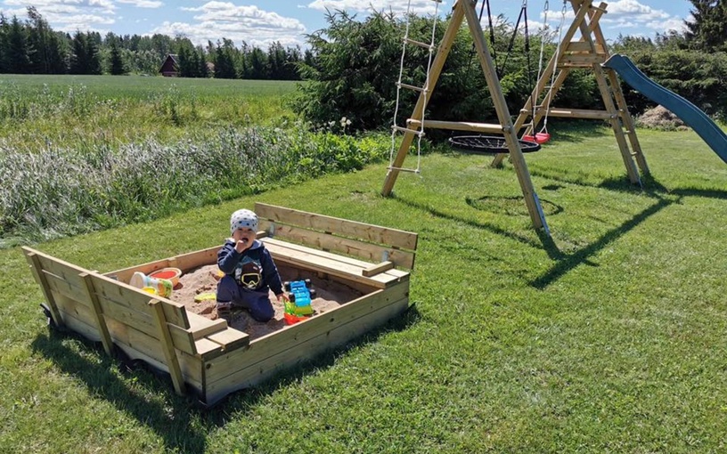 Rotaļu laukums 4IQ Wooden Sandbox Set Ryte, 127 cm x 127 cm x 21 cm