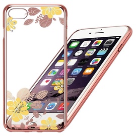 X-Fitted Yellow Flower Swarovski Crystals Back Case For Apple iPhone 6/6s Pink
