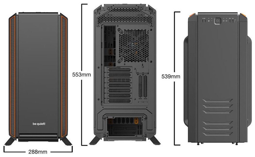 Arvuti korpus be quiet!, must/oranž