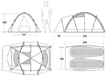 Divvietīga telts Marmot Thor 2P, oranža