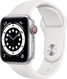 Išmanusis laikrodis Apple Watch Series 6 GPS LTE + Cellular, 40mm Aluminum White Sport Band, balta