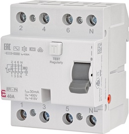 Srovės nuotėkio relė EFI-P4, 40A, 10kA, 30mA AC, 3P+N