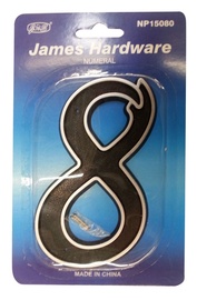Durvju numurs James Hardware NP15080C, plastmasa, melna